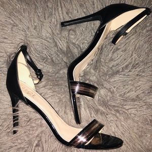Sexy Black, Gold, and Silver open toe heel